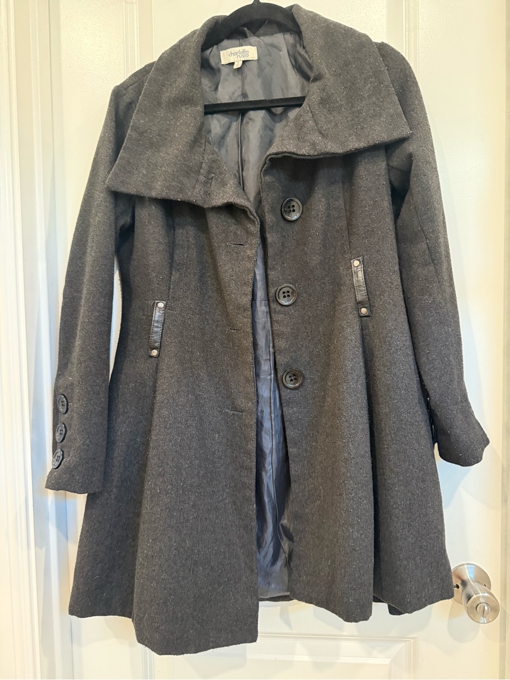 Charlotte Russe Women's Dark Gray Wide collar Coat